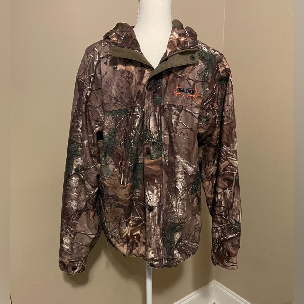 Realtree Camouflage Hunting Jacket Hooded Water Resistant Men's Size M
